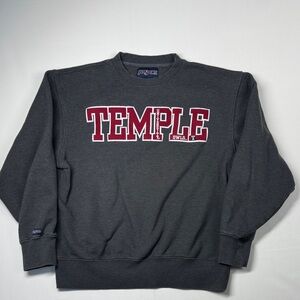 Temple University Owls Vintage Crewneck Charcoal Gray Sweatshirt Size Medium